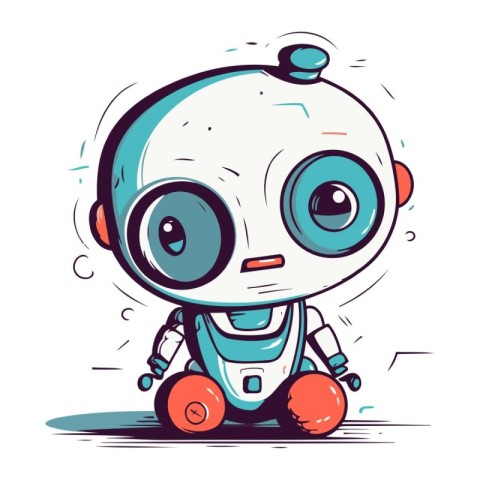 Cute cartoon robot. Vector illustration of a little robot. Cute