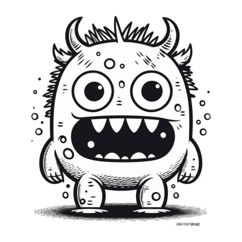 funny cartoon monster. vector illustration of a monster with hor