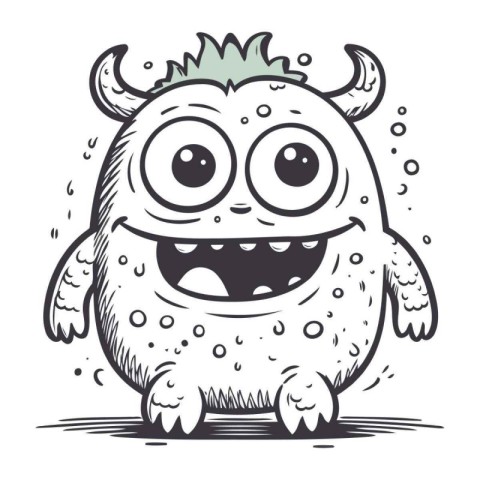 Funny cartoon monster. Vector illustration isolated on a white b