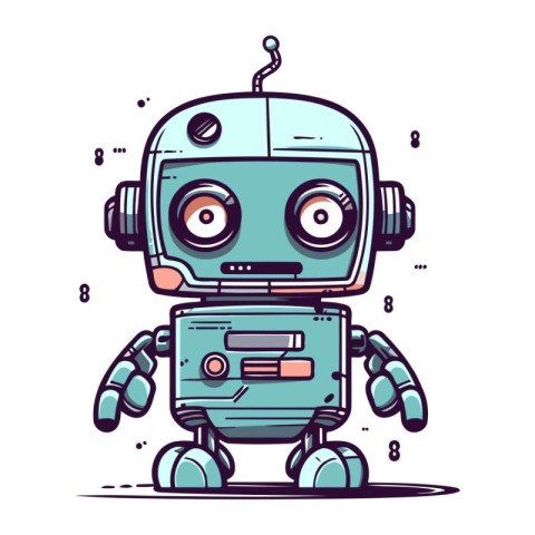 Cute cartoon robot. Vector illustration of a robot. Cute robot.