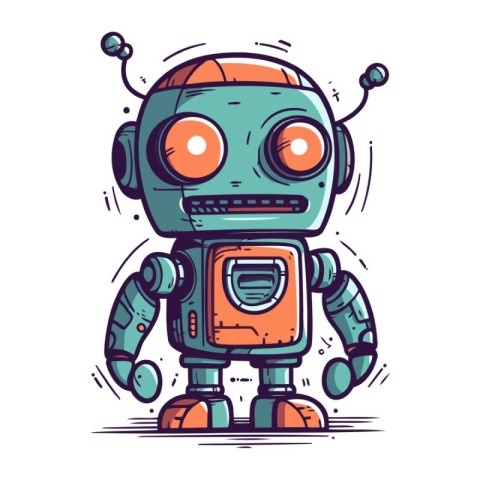 Cute cartoon robot. Vector illustration of a cute little robot.