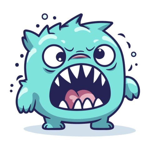 Angry cartoon monster. Colorful vector illustration isolated on