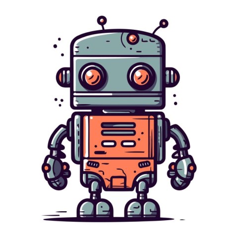 Cute robot. Vector illustration of a robot. Cartoon robot.