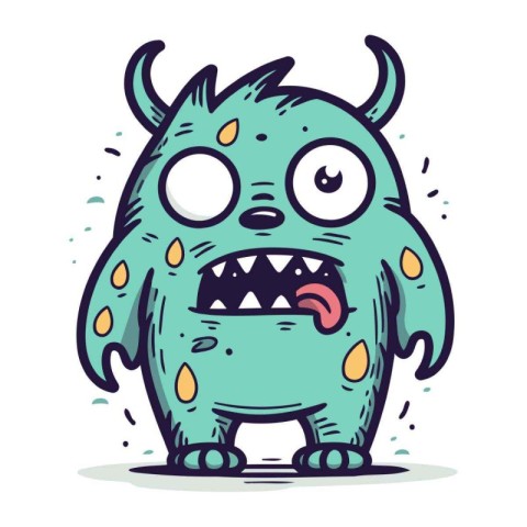 Funny cartoon monster. Vector illustration of cute monster. Hall