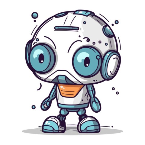 Cute robot character. Vector illustration. Isolated on white bac