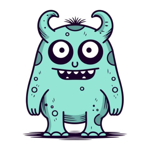 Funny cartoon monster. Vector illustration of a cute monster cha