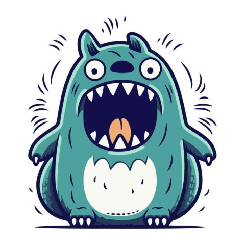 Angry cartoon monster. Vector illustration isolated on a white b