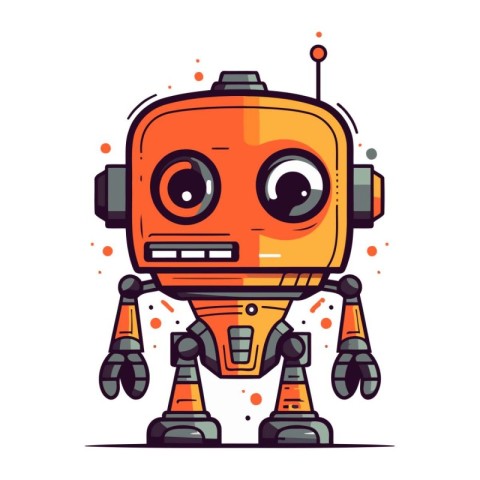 Cute cartoon robot vector illustration. Cute little robot charac