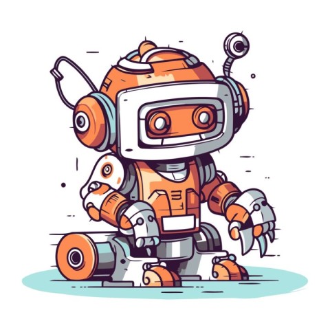 Cartoon robot. Vector illustration of a cute robot. Cute robot.