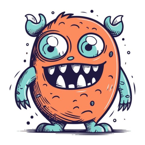 Funny cartoon monster. Vector illustration of a monster. Hallowe