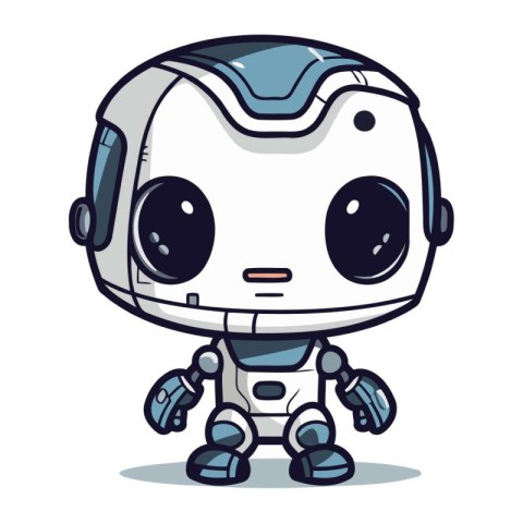 Cute robot cartoon character vector illustration. Cute and funny