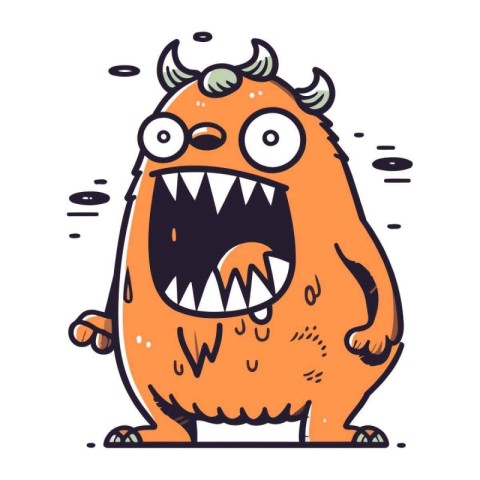 Funny cartoon monster. Vector illustration of monster. Funny mon