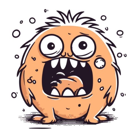 Angry cartoon monster. Vector illustration. Isolated on white ba