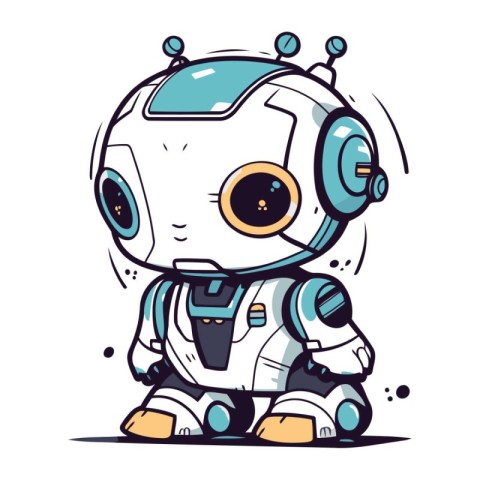 Cute cartoon robot. Vector illustration of a cute little robot.