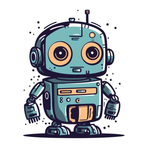 Cute cartoon robot. Vector illustration isolated on a white back