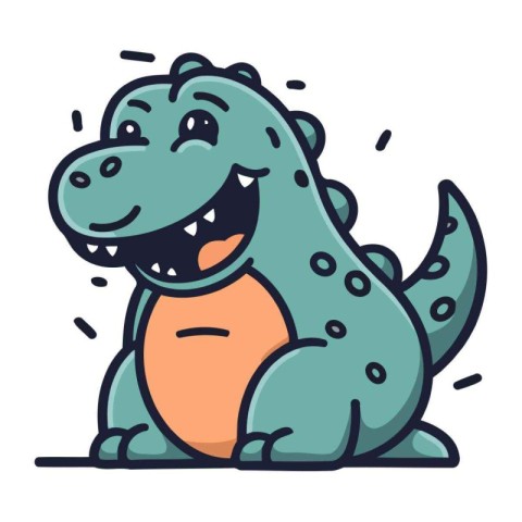 Cute cartoon crocodile. Vector illustration of a funny dinosaur.