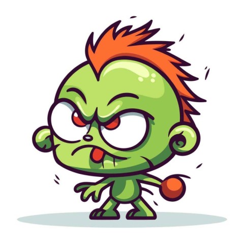 Zombie cartoon character. Vector illustration isolated on a whit