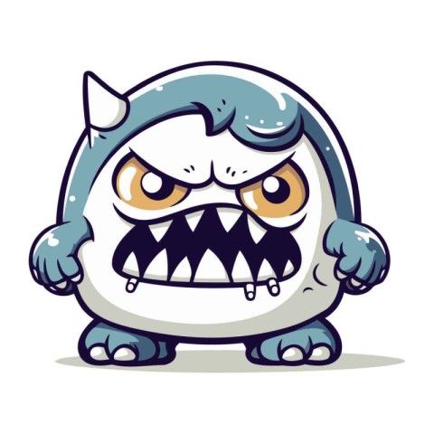 Angry cartoon monster. Vector illustration isolated on a white b