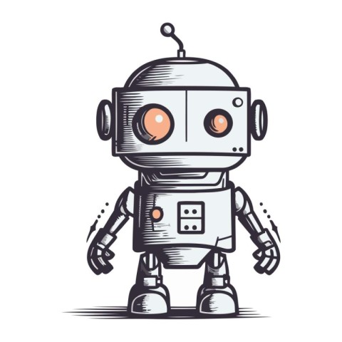 Cute cartoon robot. Vector illustration isolated on a white back