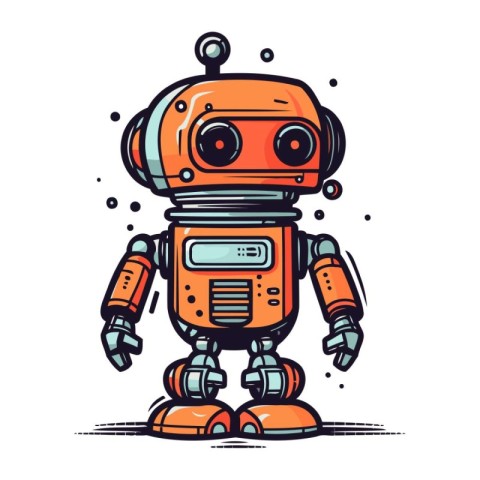 Cartoon robot. Cute vector illustration isolated on white backgr