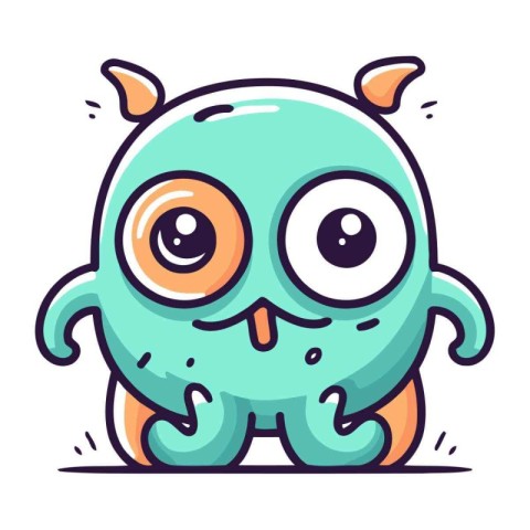 Cute cartoon monster. Vector illustration. Isolated on white bac