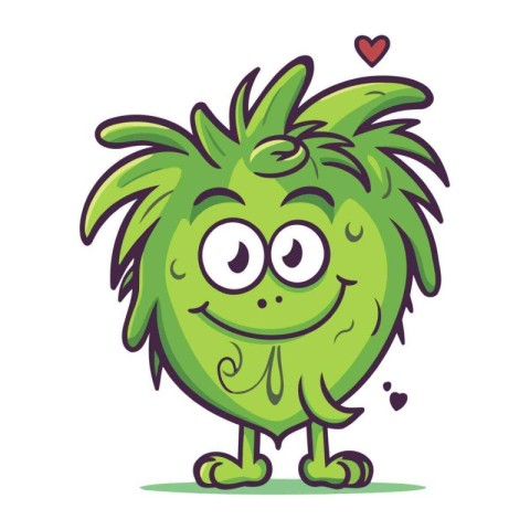 Cute green monster in love. Vector illustration. Cartoon charact