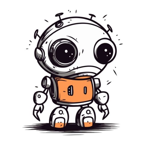 Cute cartoon robot. Vector illustration isolated on a white back