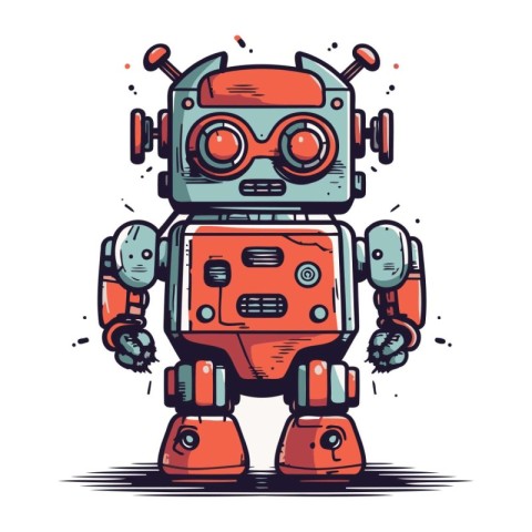 Cartoon robot. Vector illustration of a retro robot isolated on