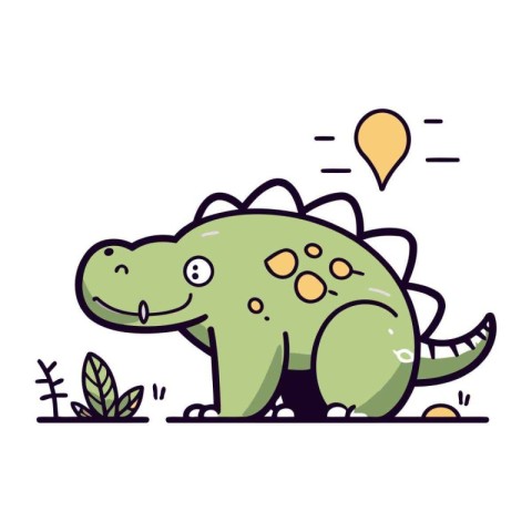 Cute cartoon dinosaur. Vector illustration in doodle style.