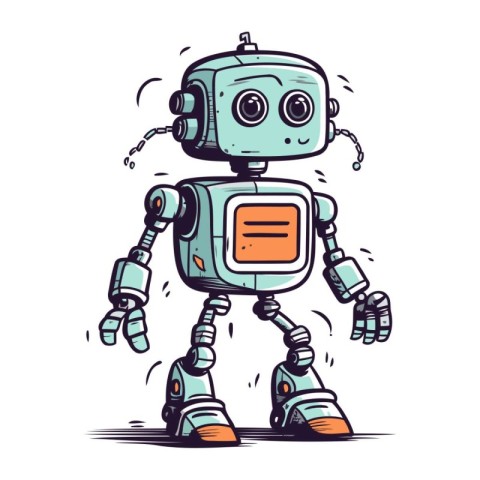 Cartoon robot. Vector illustration. Isolated on white background