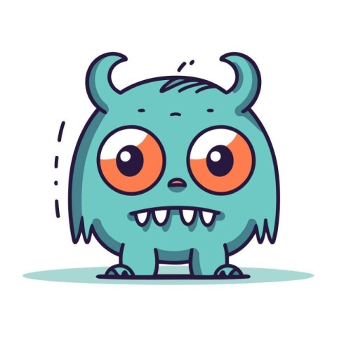 Funny cartoon monster. Vector illustration of a cute monster wit