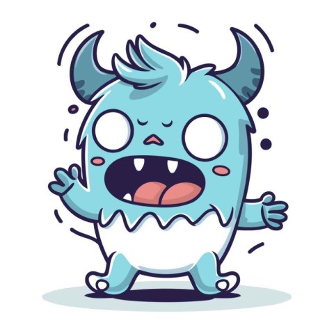 Funny cartoon monster. Vector illustration of a cute little mons