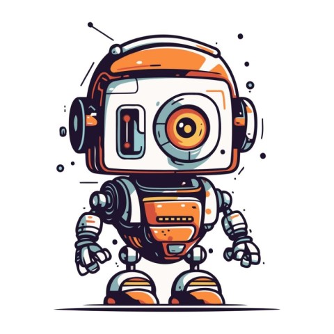 Vector illustration of a cute cartoon robot isolated on a white