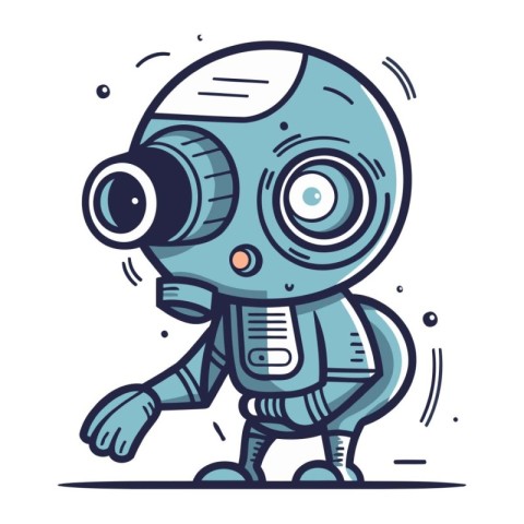 Cute cartoon robot character. Vector illustration. Isolated on w