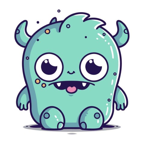 Cute cartoon monster. Vector illustration isolated on a white ba