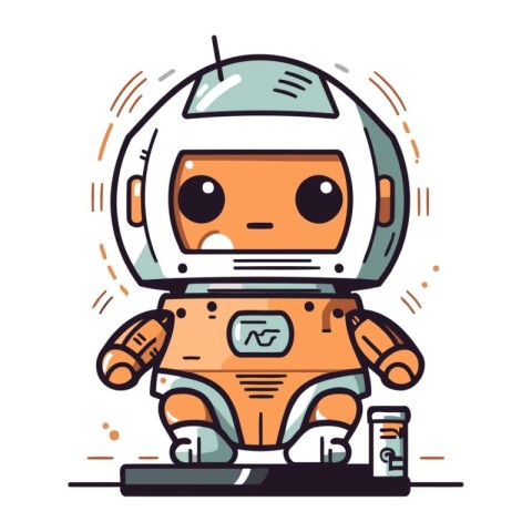 Cute cartoon robot character. Vector illustration in a flat styl