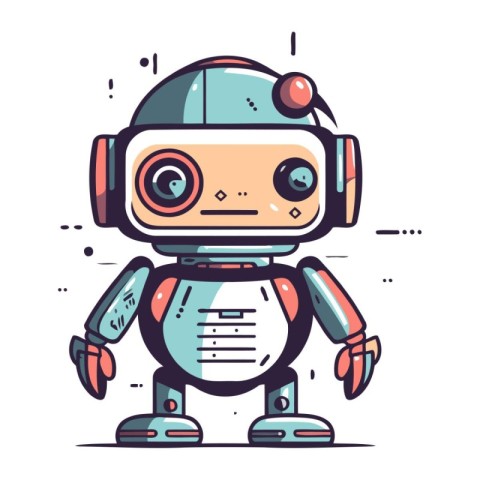 Cute robot. Vector illustration. Robot in flat cartoon style.