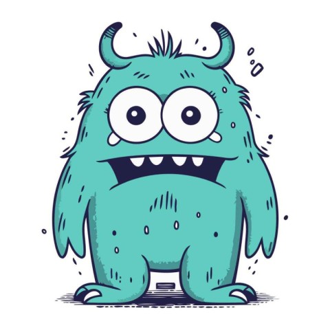 Funny cartoon monster. Vector illustration. Isolated on white ba