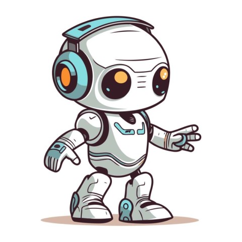 Cute robot. Vector illustration. Isolated on white background.