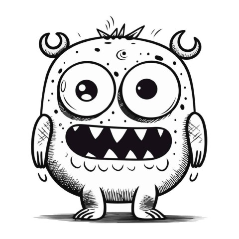 Funny cartoon monster with big eyes. Vector illustration for you