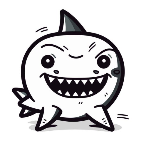 Shark Cartoon Mascot Character Vector Illustration. Cute Smiling