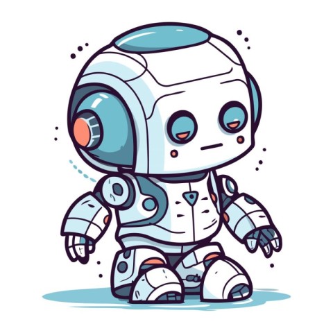 Cute robot cartoon. Vector illustration of a cute little robot.