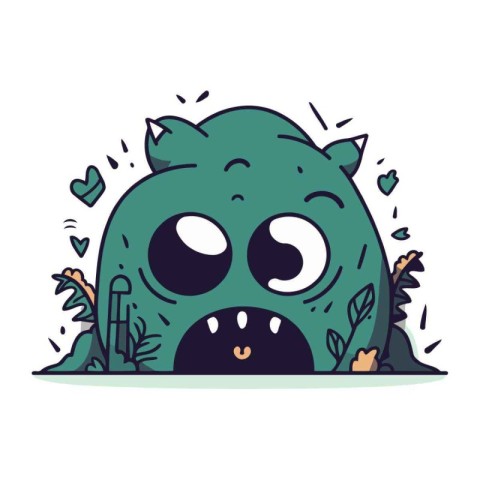 Cute Monster Vector Illustration. Cute Cartoon Monster Character