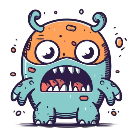 Funny cartoon monster. Vector illustration of cute monster chara