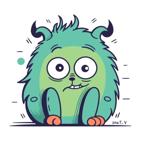 Cute cartoon monster. Vector illustration isolated on a white ba