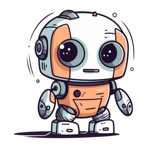 Cute cartoon robot. Vector illustration of a funny little robot.