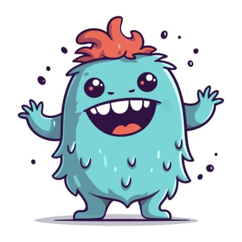 Funny cartoon monster. Vector illustration of a monster with emo