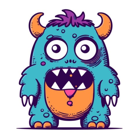 Funny cartoon monster. Vector illustration isolated on a white b