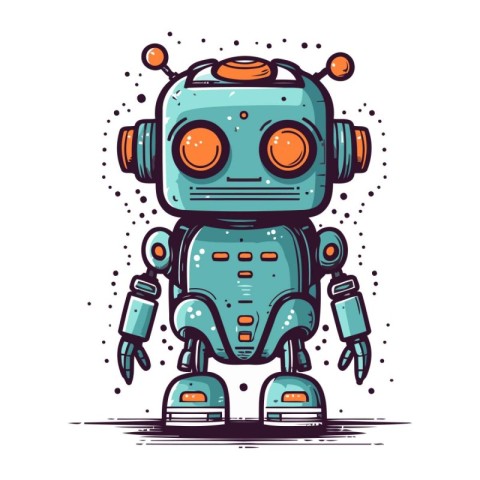 Cute cartoon robot. Vector illustration isolated on a white back