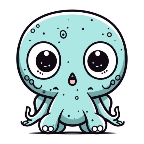 Cute cartoon octopus. Vector illustration. Isolated on white bac